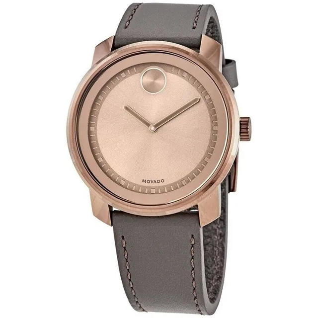 Movado Men's Bold Bronze Dial Grey Leather Quartz Watch