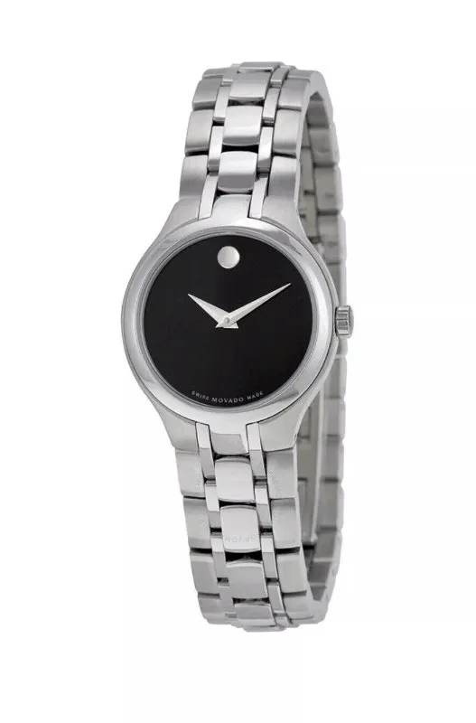 Movado Womens Museum Black Dial Stainless Steel Quartz Watch