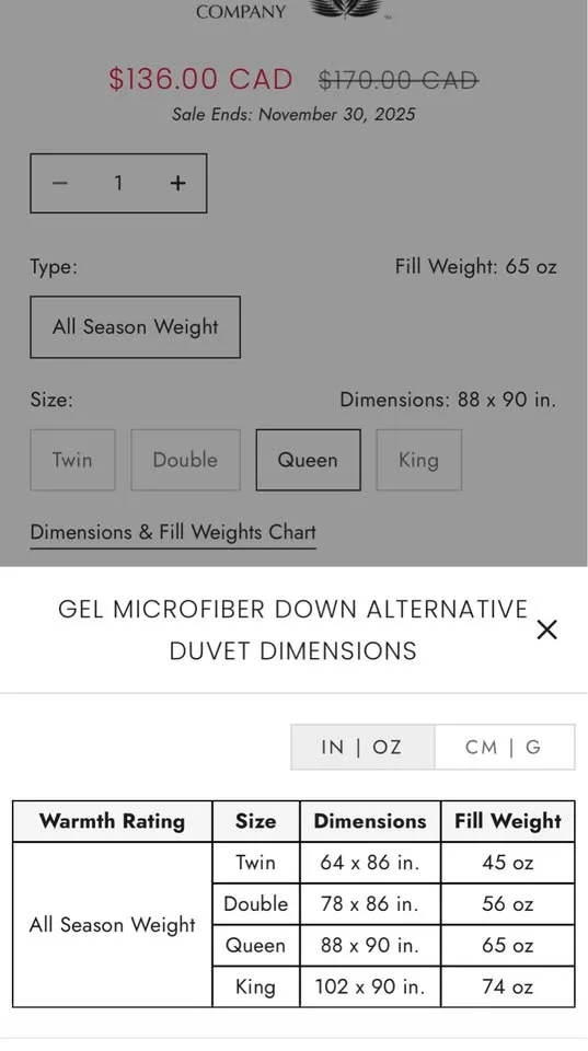 Gel microfiber duvet - Canadian Down & Feather Co. image indicator(2)