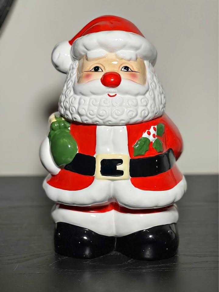 "Share the Joy" ceramic Mr. Santa cookie jar