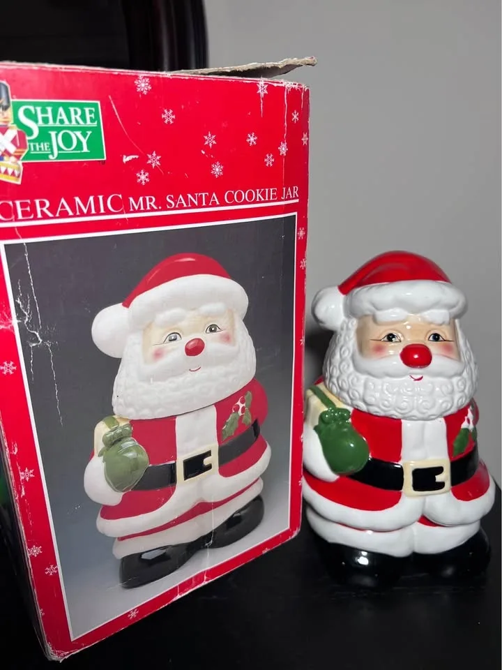 "Share the Joy" ceramic Mr. Santa cookie jar image indicator(9)