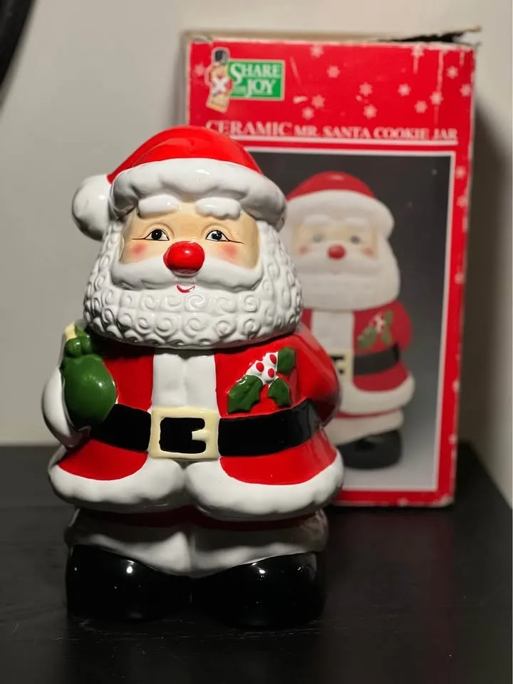 "Share the Joy" ceramic Mr. Santa cookie jar image indicator(10)
