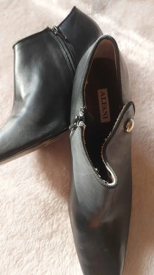 ALFANI Black Leather Ankle Booties Size 10M image indicator(6)