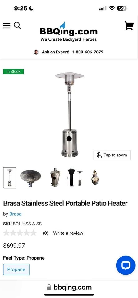 Brasa Stainless Patio Heater Propane