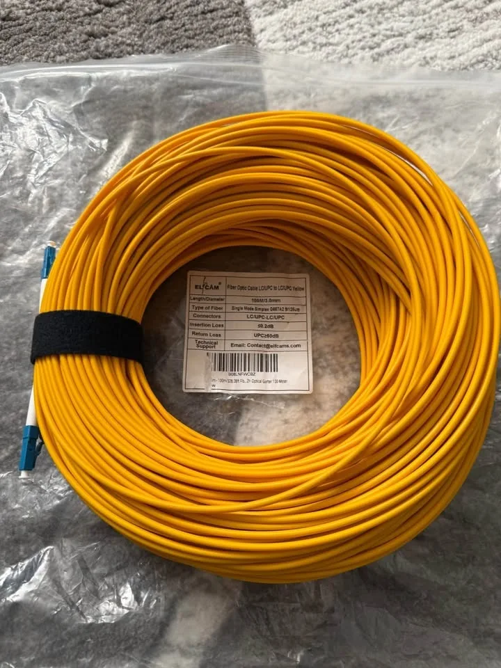 Fibre optic cable - 100M-3.0mm-LC/UPC to LC/UPC Yellow-Elfcam image indicator(2)