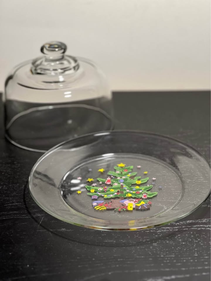 Vintage Arcoroc France Christmas Tree Glass Cloche 9” - photo 3