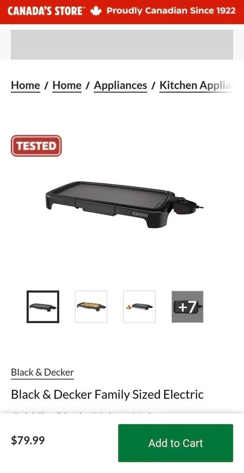 Black & Decker Family Sized Electric Griddle, Black image indicator(3)