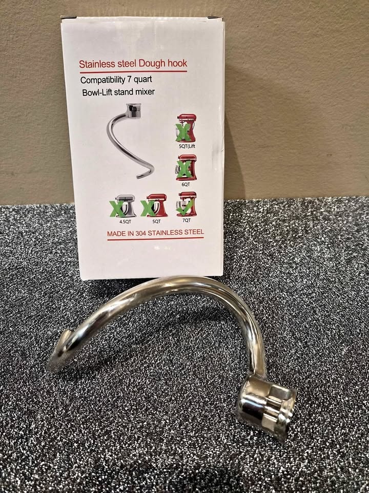 Stainless Steel Dough Hook for KitchenAid Bowl-Lift Mixer