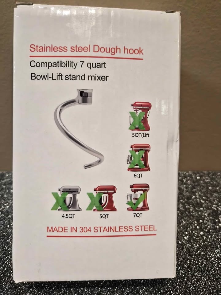 Stainless Steel Dough Hook for KitchenAid Bowl-Lift Mixer - photo 3