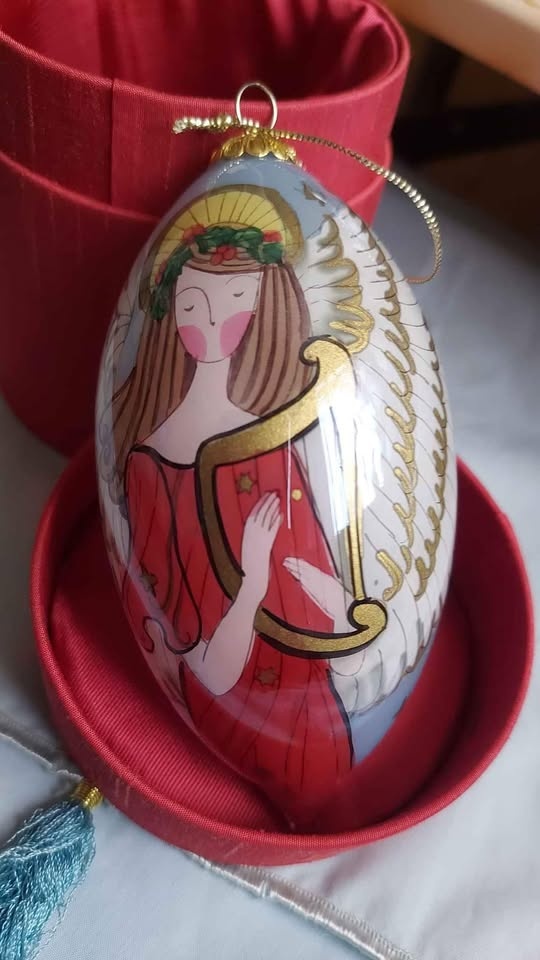 Li Bien Red Angel Ornament 2007 Vintage Teardrop Harp - photo 2