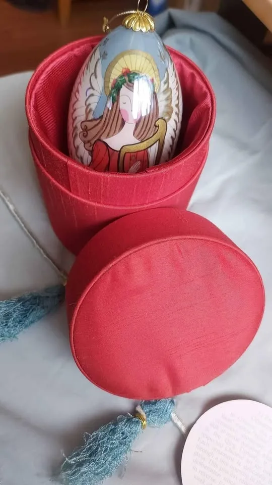 Li Bien Red Angel Ornament 2007 Vintage Teardrop Harp image indicator(4)