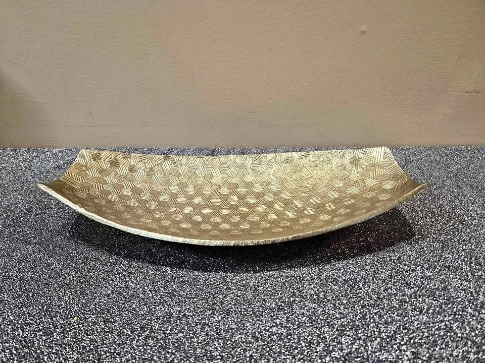 Decorative champag oval aluminium bowl thumbnail