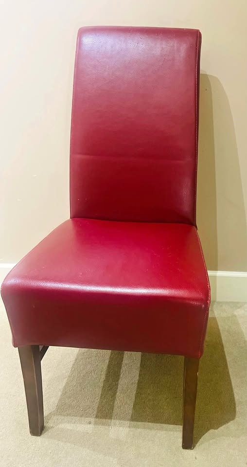 Red velvet leatherette chair