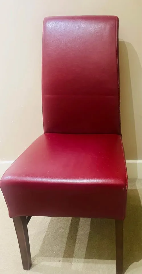 Red velvet leatherette chair image indicator(2)