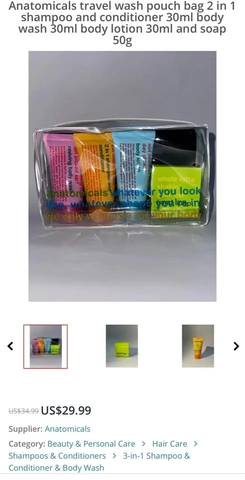 Anatomicals travel bag. wash pouch bag 2 in 1 shampoo and condit image indicator(3)