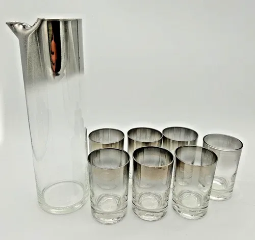 Vitreon Cocktail Set 1950s Silver Ombré MCM image indicator(2)