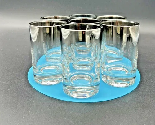 Vitreon Cocktail Set 1950s Silver Ombré MCM image indicator(3)