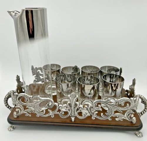 Vitreon Cocktail Set 1950s Silver Ombré MCM - photo 5