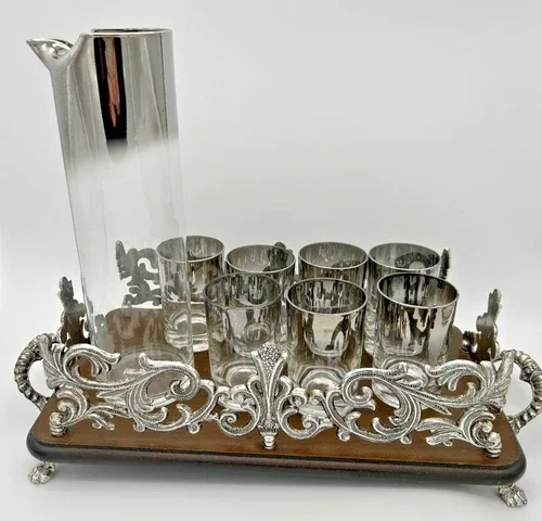 Vitreon Cocktail Set 1950s Silver Ombré MCM image indicator(5)