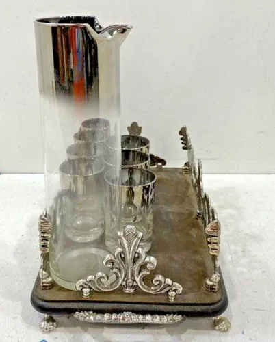 Vitreon Cocktail Set 1950s Silver Ombré MCM image indicator(6)