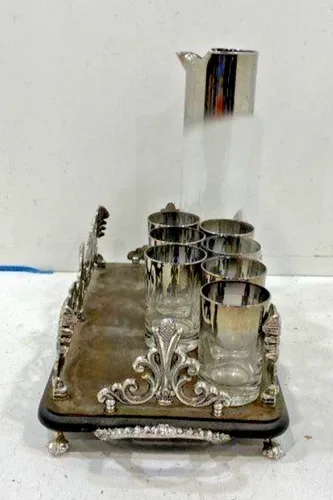 Vitreon Cocktail Set 1950s Silver Ombré MCM image indicator(7)
