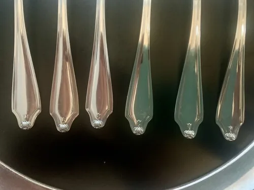 6 Vintage Grapefruit Spoons Rockford S.P. Co. 5 Star image indicator(3)