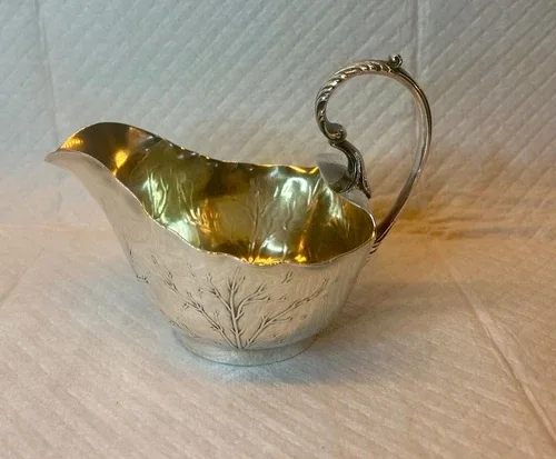 Gorham Silver Plated Creamer and Sugar Bowl with Stand image indicator(9)