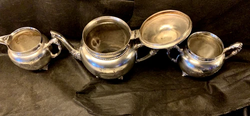 New Amsterdam Silver Tea Pot Creamer & Sugar 600 - photo 2