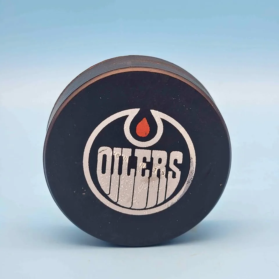 1970's Oilers WHA Official Hockey Puck Game Used