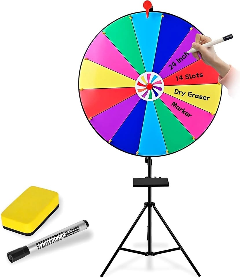 Kinbelle 32" Spinning Prize Wheel Adjustable 52.76"-76.38" Heigh