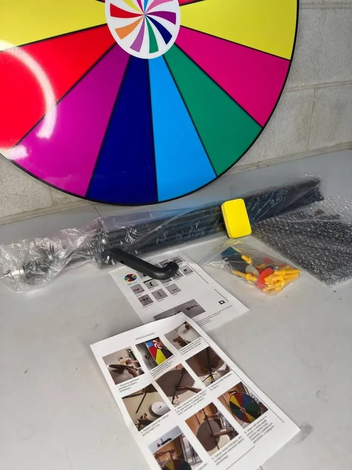 Kinbelle 32" Spinning Prize Wheel Adjustable 52.76"-76.38" Heigh image indicator(3)