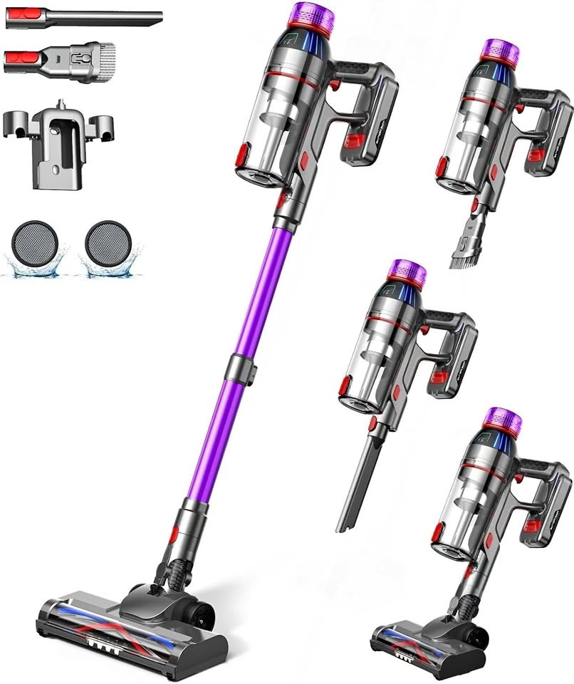 MQDXE Cordless Stick Vacuum Cleaner: 550W Powerful Suction