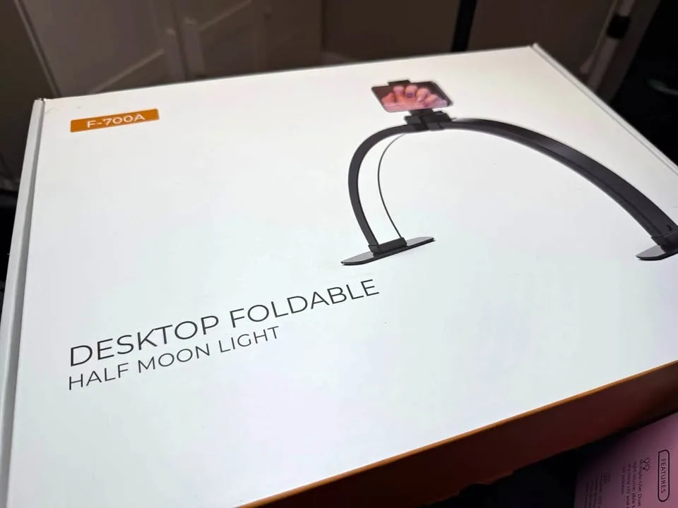 Large Half Moon Light for Nail Desk with Phone Holder