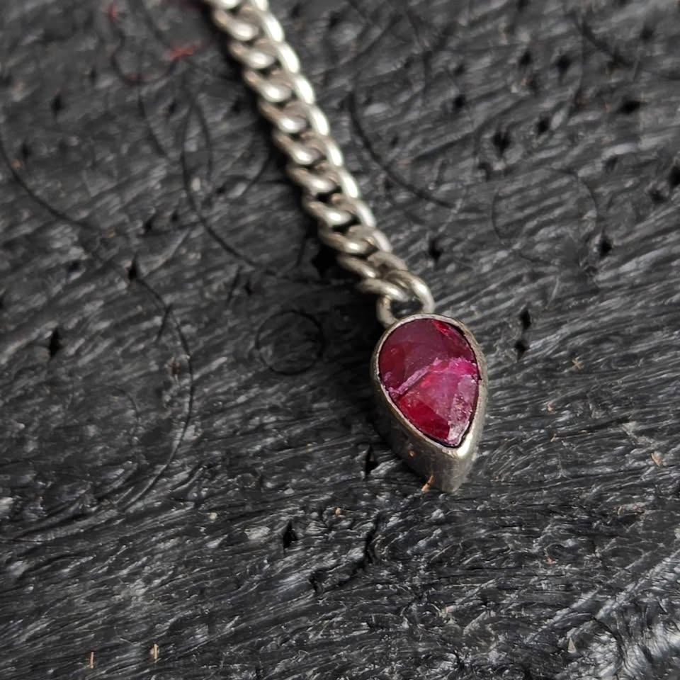 Vintage Antique 925 Sterling Silver Ruby Dangle Earrings - photo 2