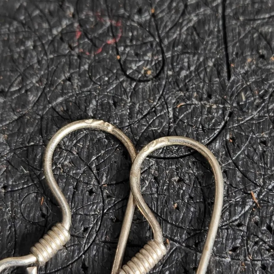 Vintage Antique 925 Sterling Silver Ruby Dangle Earrings image indicator(4)