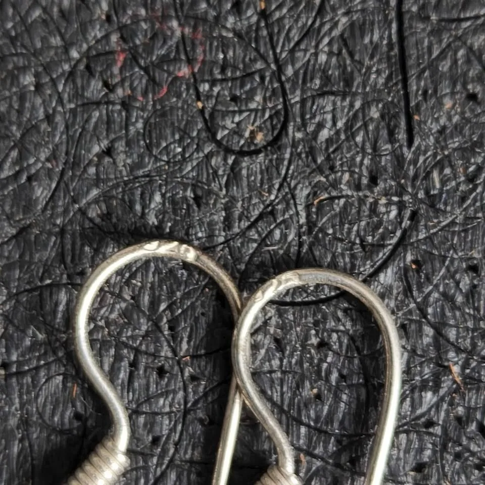 Vintage Antique 925 Sterling Silver Ruby Dangle Earrings image indicator(5)