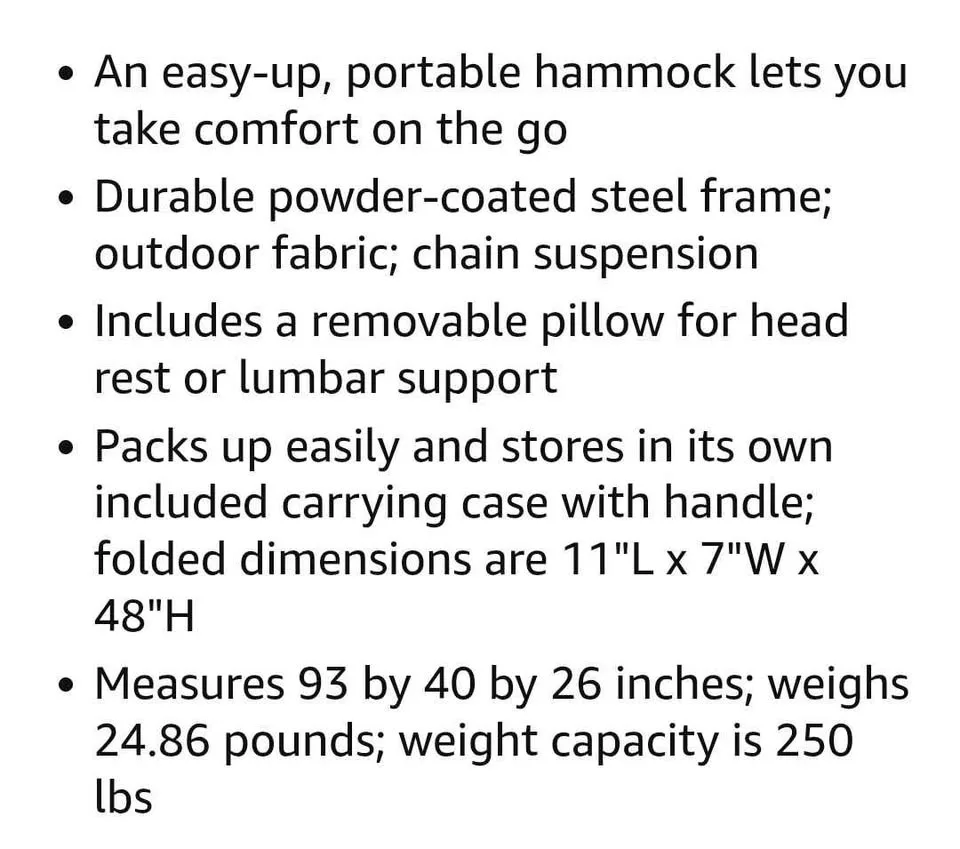 Strathwood Portable Folding Hammock with Bag and Frame image indicator(6)
