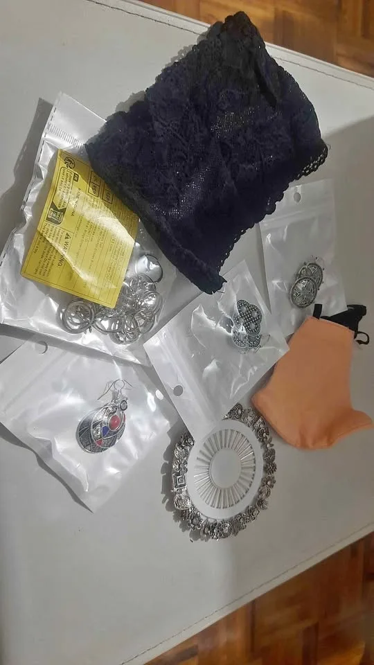 3 earrings, 10-15 rings set, mask, hair band, hijab pins