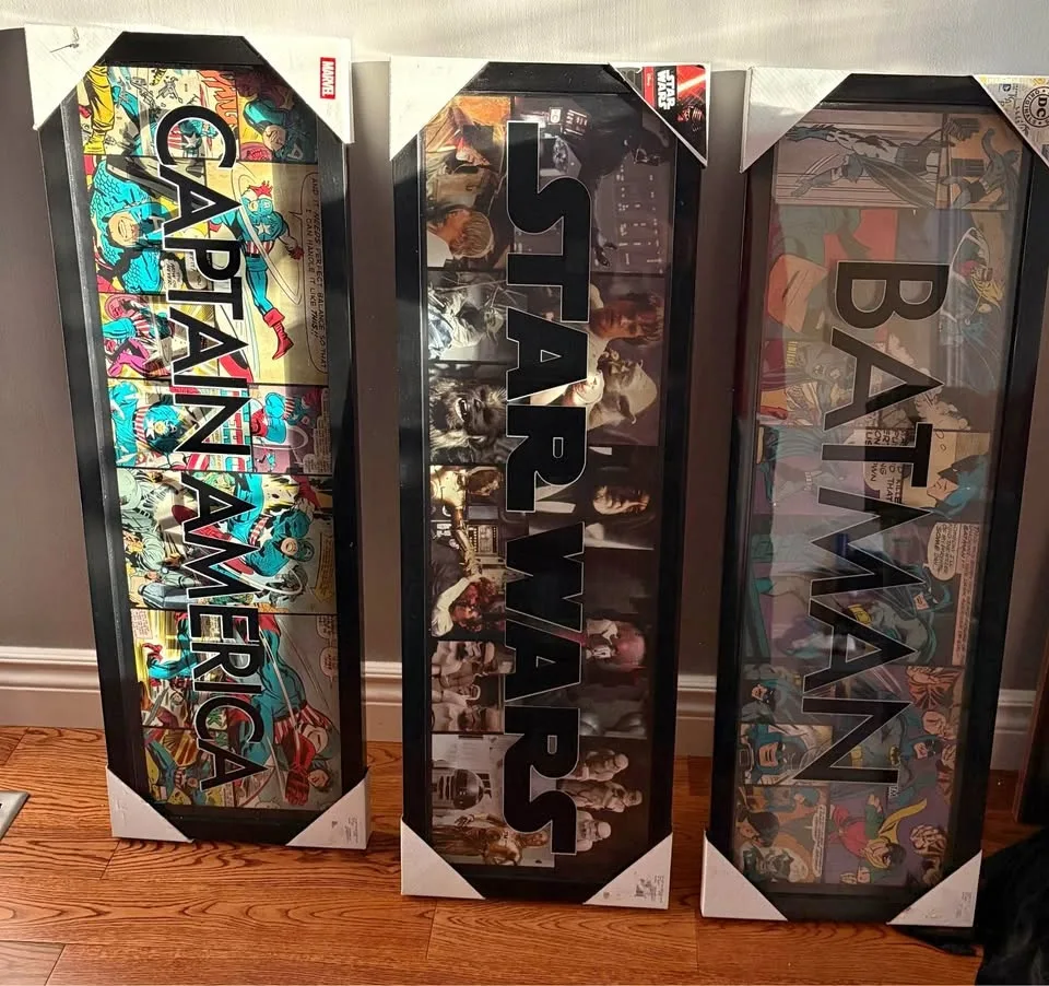 Captain America, Star Wars & Batman Framed pictures ($20 each)