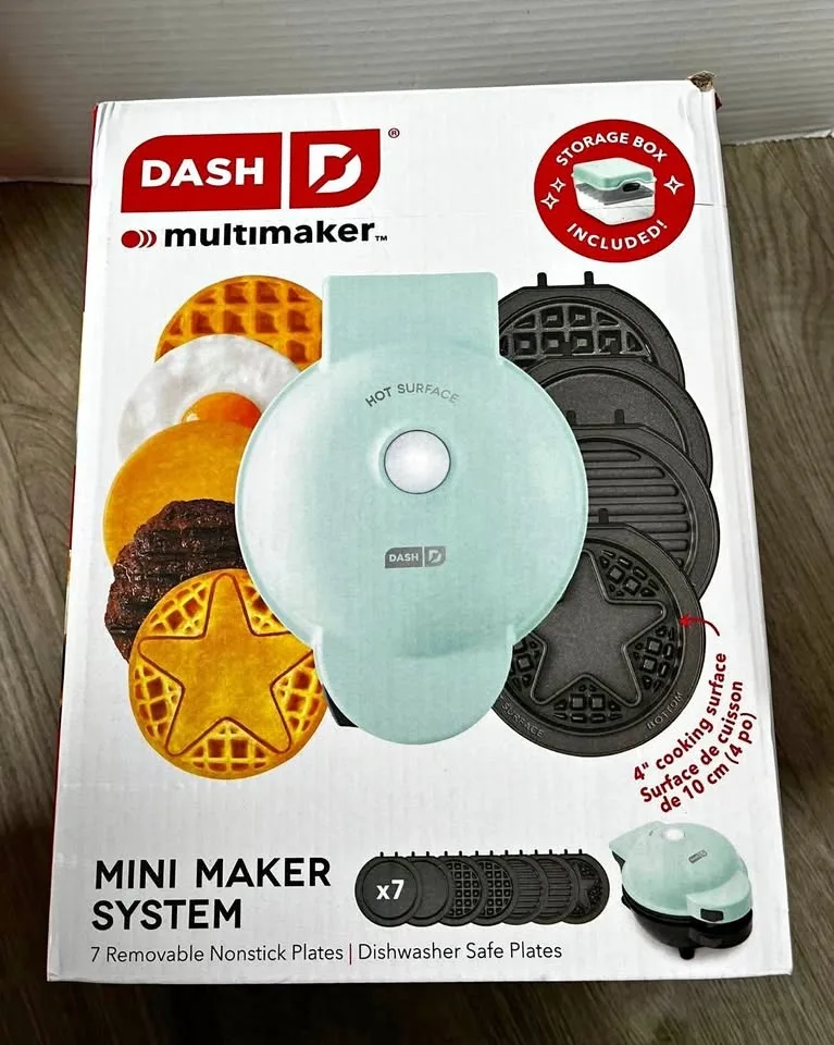 Dash Mini Waffle Maker a Waffle Iron with 7 Removable Plates