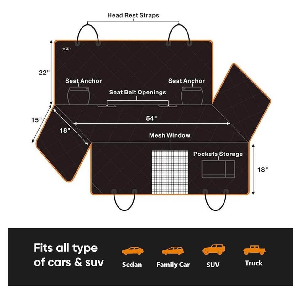 Dog Car Seat Cover, Large Back Pet Protectors - photo 4