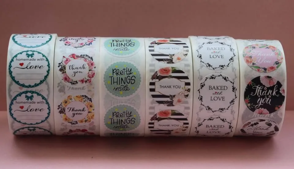 🎁 500-Pack Thank You Sticker Roll – Brand Your Biz with Love! image indicator(6)