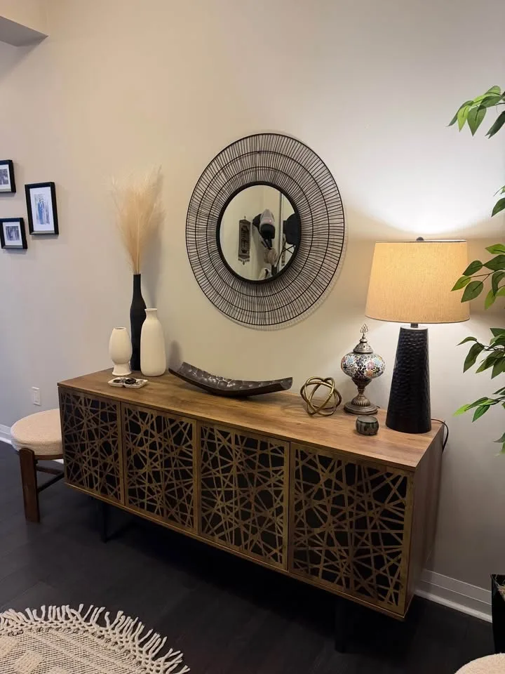 Wall Mirror 31” Black Metal Wire Frame image indicator(2)