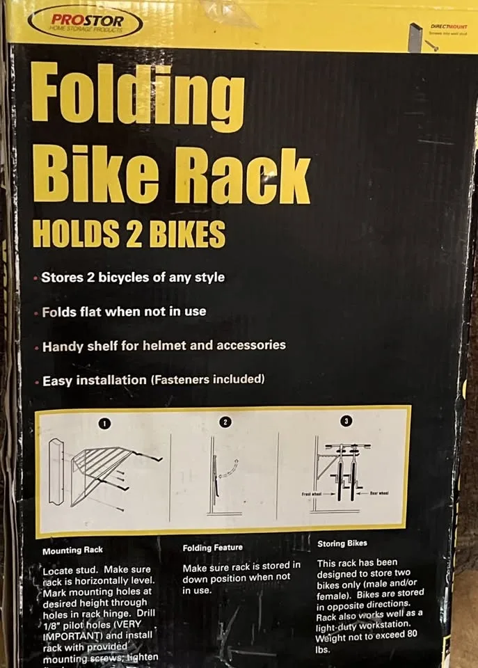 PROSTOR Wall Mount Folding Bike Rack. Holds 1 o 2 Bikes. image indicator(7)