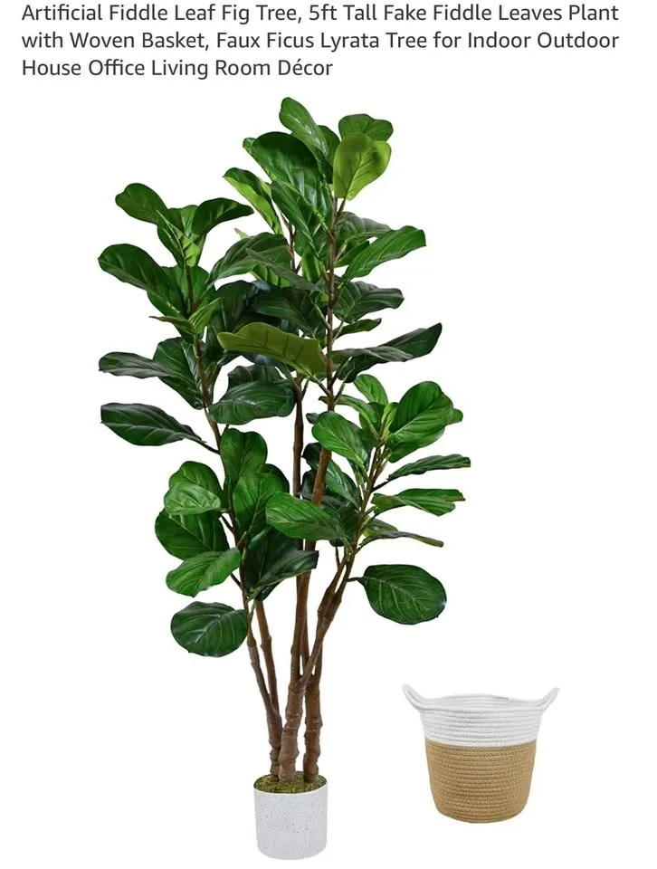 Artificial Fiddle Leaf Fig Tree, 5ft Tall