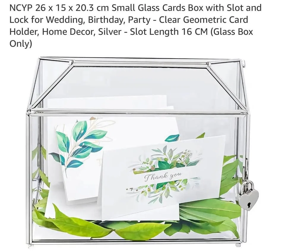 Small Glass Cards Box with Slot and Lock