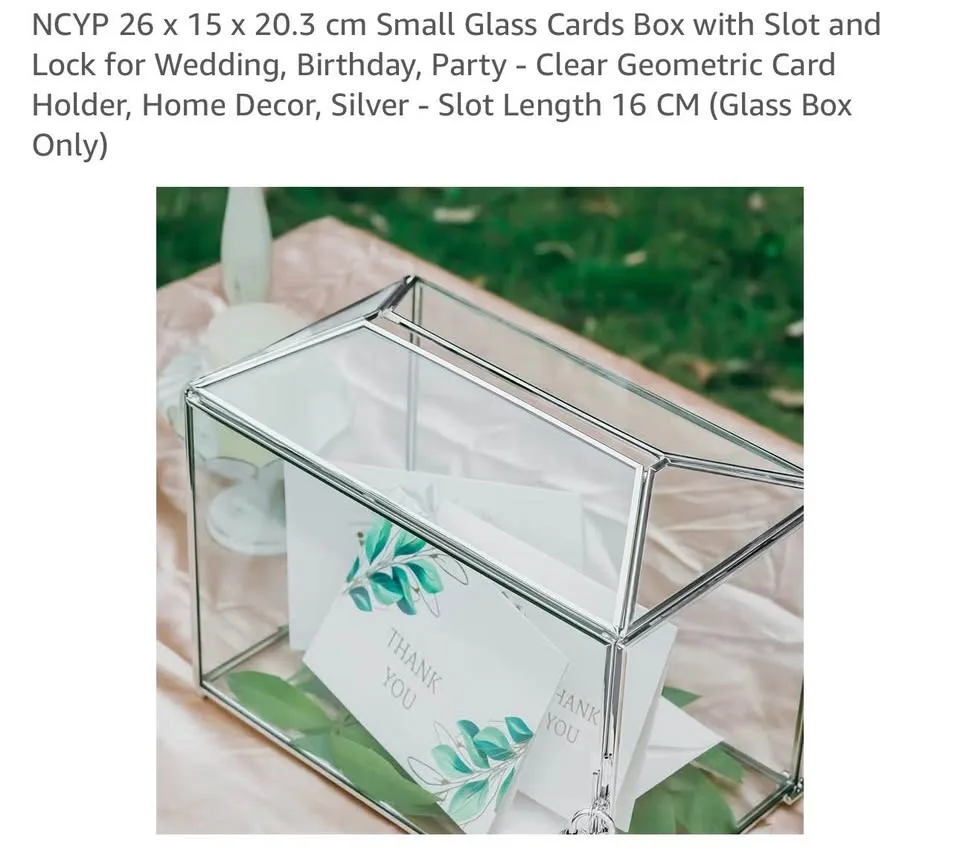 Small Glass Cards Box with Slot and Lock image indicator(2)