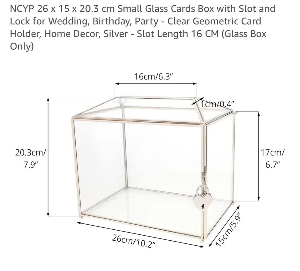 Small Glass Cards Box with Slot and Lock image indicator(3)