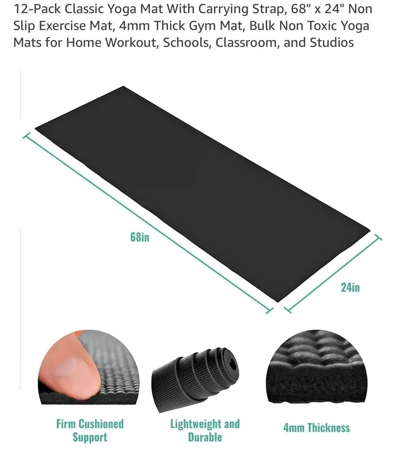 12 black yoga mats