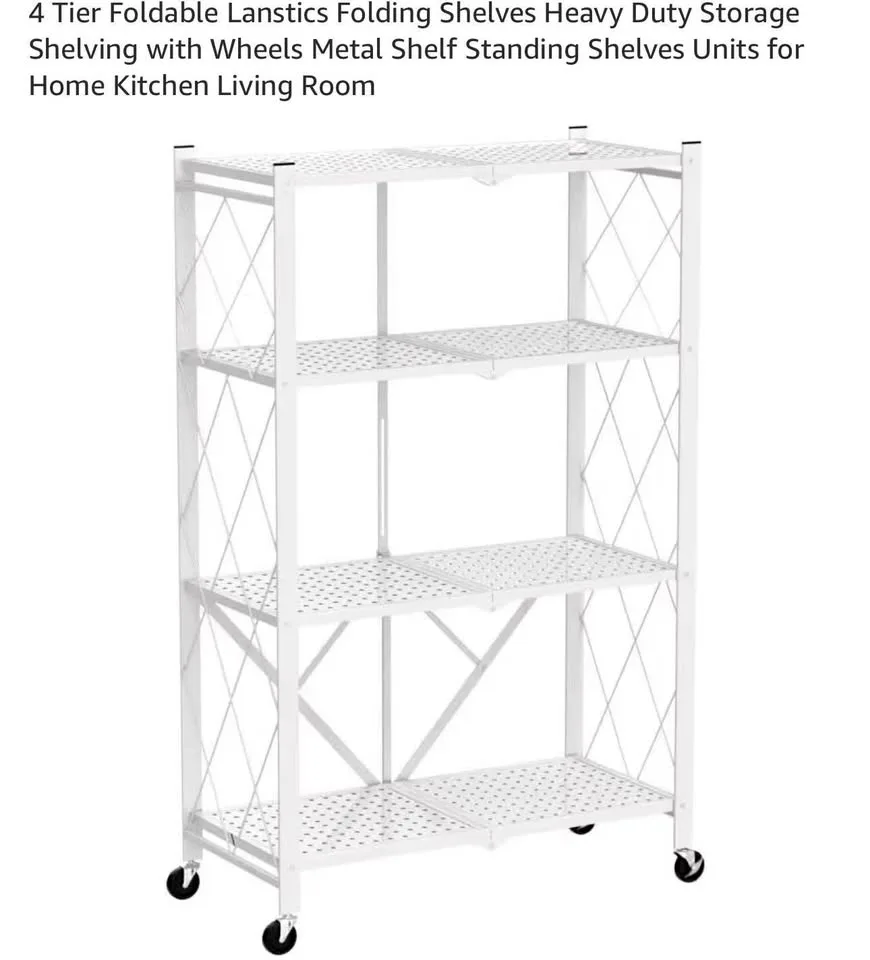4 Tier Foldable Lanstics Folding Shelves 2 pcs